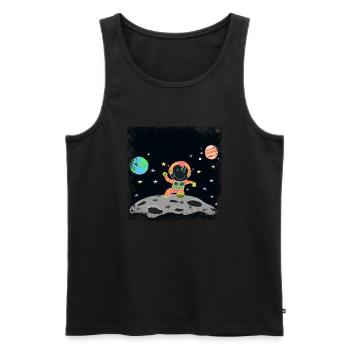 Astronaut orange orange grunge - Men's Premium Organic Tank Top - black - Front - AI Model Male 178 light (178cm)
