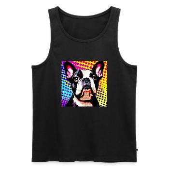 Boston Terrier Pop Art - Männer Premium Bio Tank Top - Schwarz - Vorne - Michal (187cm)
