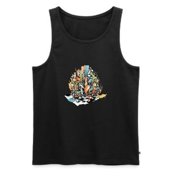 Chess composition n°6 - Men's Premium Organic Tank Top - black - Front - AI Model Male 178 light (178cm)