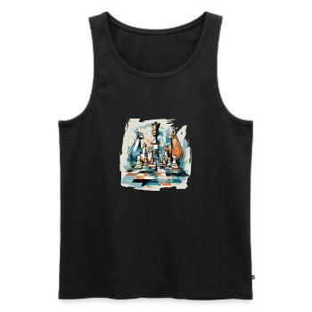 Chats et jeu d'échecs - Débardeur bio Premium Homme - noir - Devant - AI Model Male 178 light (178cm)