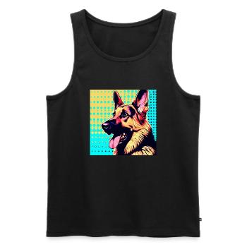 German Shepherd Pop Art - Men's Premium Organic Tank Top - black - Front - AI Model Male 178 light (178cm)