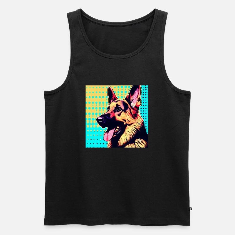 Deutscher Schäferhund Pop Art - Männer Premium Bio Tank Top - Schwarz