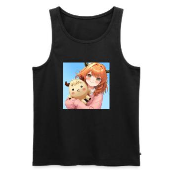 Scottish Anime Girl - Men's Premium Organic Tank Top - black - Front - AI Model Male 178 light (178cm)