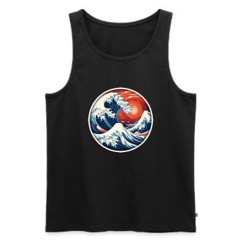 Wave - stormy waves sea - Men's Premium Organic Tank Top - black - Front - AI Model Male 178 light (178cm)