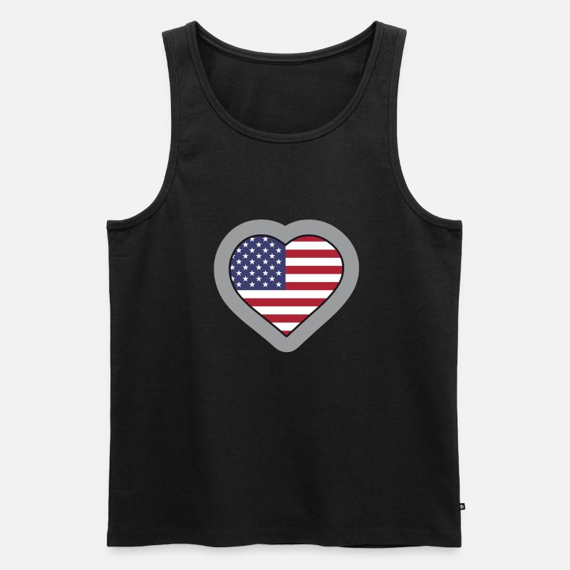 USA-Herz - Männer Premium Bio Tank Top - Schwarz