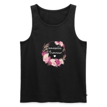 Demoiselle d’honneur floral - Débardeur bio Premium Homme - noir - Devant - Michal (187cm)