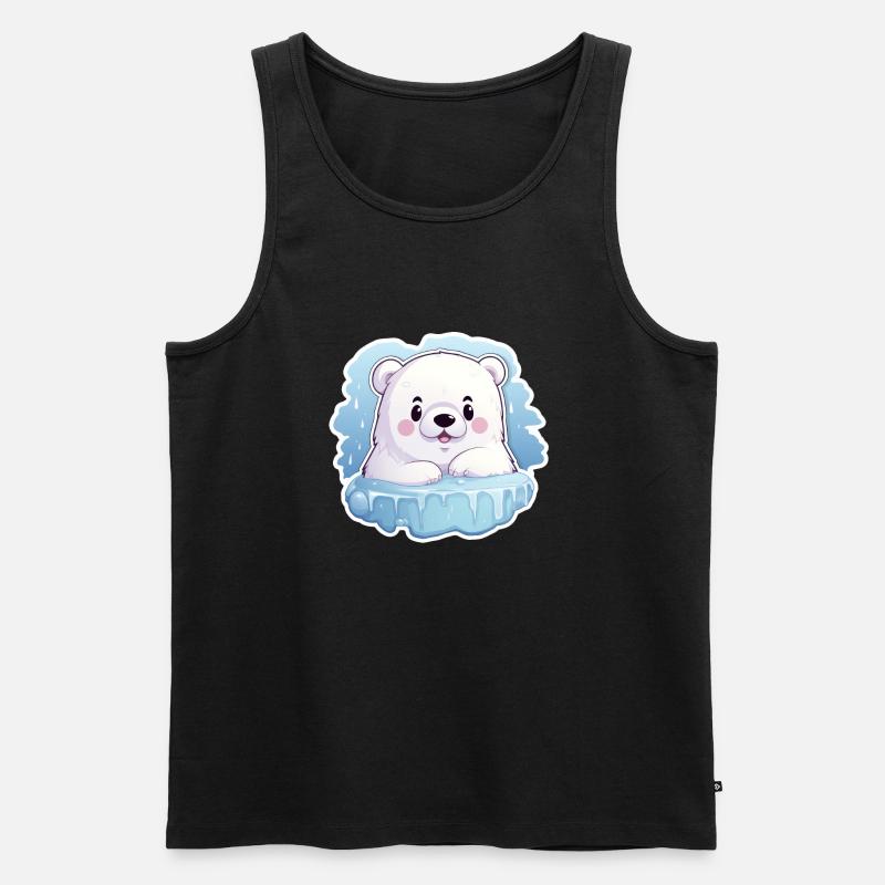 Eisbär Kawaii - Männer Premium Bio Tank Top - Schwarz