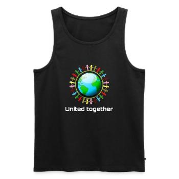 United together - Men's Premium Organic Tank Top - black - Front - AI Model Male 178 light (178cm)