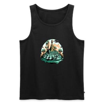 Mountain chess n°1 - Men's Premium Organic Tank Top - black - Front - Michal (187cm)