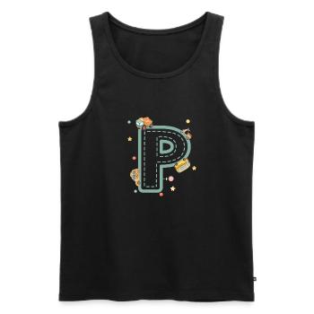 Letter p vehicle - personalized child gift - Men's Premium Organic Tank Top - black - Front - Michal (187cm)