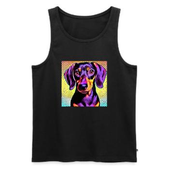Dachshund Pop Art - Men's Premium Organic Tank Top - black - Front - AI Model Male 178 light (178cm)
