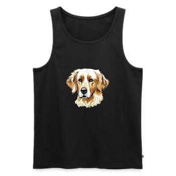 chien golden retriever - Débardeur bio Premium Homme - noir - Devant - Michal (187cm)