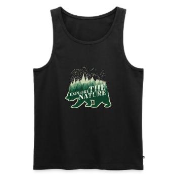 EXPLORE THE NATURE - Männer Premium Bio Tank Top - Schwarz - Vorne - AI Model Male 178 light (178cm)