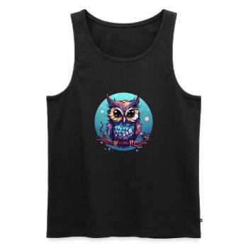 Eule - Männer Premium Bio Tank Top - Schwarz - Vorne - Michal (187cm)