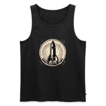 Ein kleiner Schritt, quadratisch - Männer Premium Bio Tank Top - Schwarz - Vorne - AI Model Male 178 light (178cm)