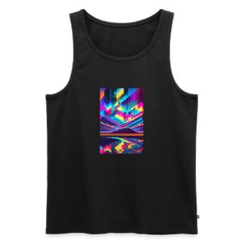 psychedelic glitch of pixels - Débardeur bio Premium Homme - noir - Devant - AI Model Male 178 light (178cm)