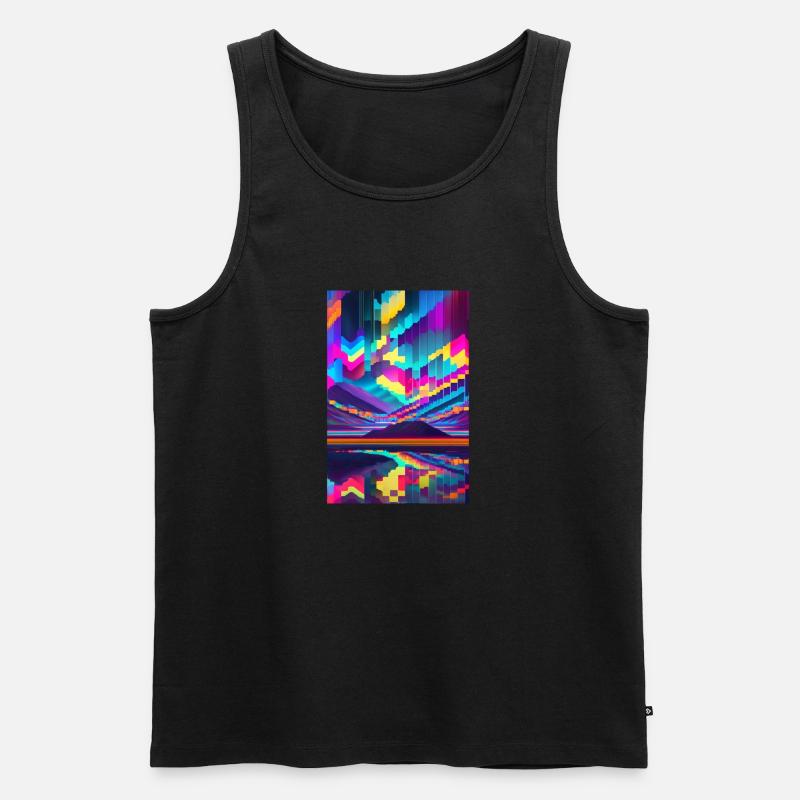 Psychedelischer Glitch von Pixeln - Männer Premium Bio Tank Top - Schwarz