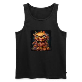 Monster Burger Restauration rapide Halloween - Débardeur bio Premium Homme - noir - Devant - AI Model Male 178 light (178cm)