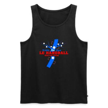 Handball Passion : Dribble, Tire, Gagne ! - Débardeur bio Premium Homme - noir - Devant - Michal (187cm)