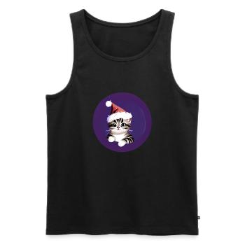 Cat X-Mas Cat Owner Christmas House Cat - Men's Premium Organic Tank Top - black - Front - Michal (187cm)
