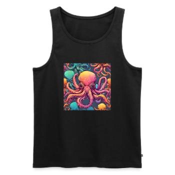 Octopus colored Nr.1 - Männer Premium Bio Tank Top - Schwarz - Vorne - Michal (187cm)