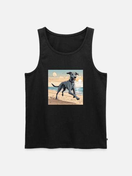 Lurcher on the Beach - Men's Premium Organic Tank Top - black