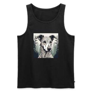 Portrait of a Lurcher - Men's Premium Organic Tank Top - black - Front - AI Model Male 178 light (178cm)