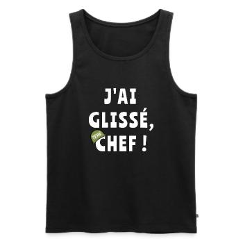 J’ai glissé chef - Débardeur bio Premium Homme - noir - Devant - AI Model Male 178 light (178cm)