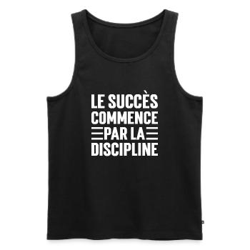 Le Succès Commence Par La Discipline - Débardeur bio Premium Homme - noir - Devant - Michal (187cm)
