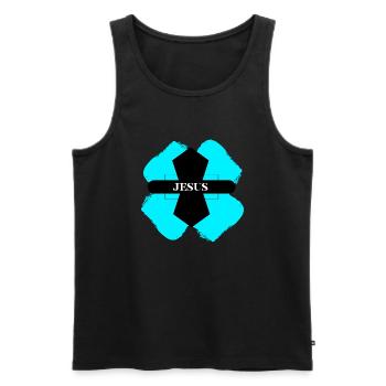 Jesus cross türkis - Männer Premium Bio Tank Top - Schwarz - Vorne - AI Model Male 178 light (178cm)