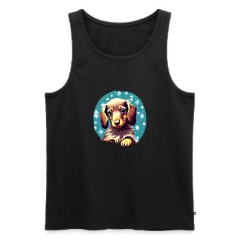 Dachshund Hund Weihnachten Dackelwelpe Winter - Männer Premium Bio Tank Top - Schwarz - Vorne - AI Model Male 178 light (178cm)