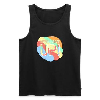 Never Give Up - Men's Premium Organic Tank Top - black - Front - Michal (187cm)
