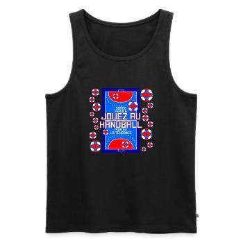 Passion Handball : Cadeau Féroce - Débardeur bio Premium Homme - noir - Devant - Michal (187cm)