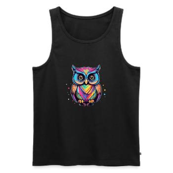 Bunte Eule - Männer Premium Bio Tank Top - Schwarz - Vorne - Michal (187cm)