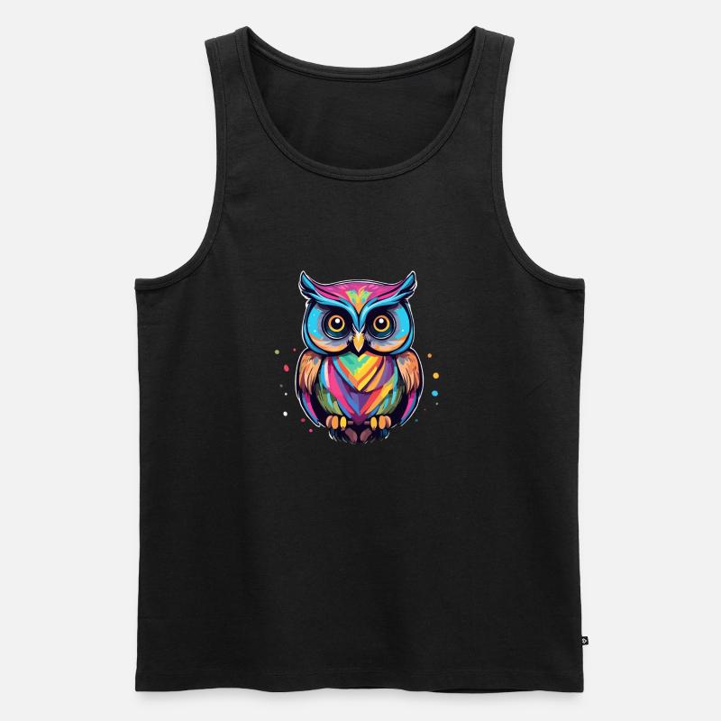Bunte Eule - Männer Premium Bio Tank Top - Schwarz