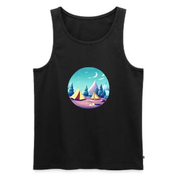 Camping Motorhome Gift Caravan Camp Tents - Men's Premium Organic Tank Top - black - Front - Michal (187cm)
