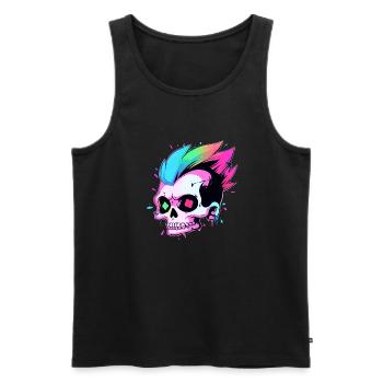 Cute Punk Skull / Kawaii Punk Skull - Men's Premium Organic Tank Top - black - Front - AI Model Male 178 light (178cm)