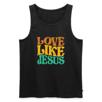 Love like Jesus Kirche Christliches Damen Herren - Männer Premium Bio Tank Top - Schwarz - Vorne - AI Model Male 178 light (178cm)