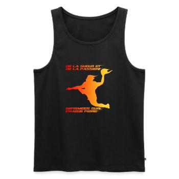 Cadeau Handball : Sueur et Passion - Débardeur bio Premium Homme - noir - Devant - Michal (187cm)