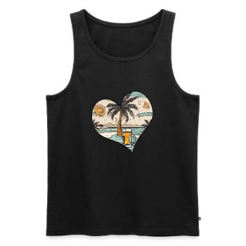 Palme und Bier - Männer Premium Bio Tank Top - Schwarz - Vorne - AI Model Male 178 light (178cm)