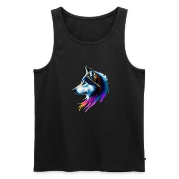 Wolf - Männer Premium Bio Tank Top - Schwarz - Vorne - Michal (187cm)