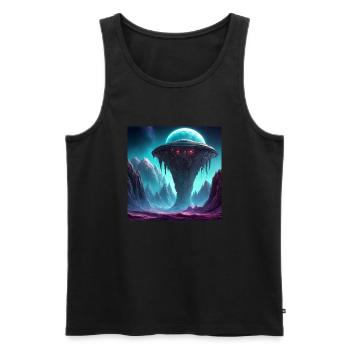 Epic Extraterrestrial Spaceship on Alien Planet - Men's Premium Organic Tank Top - black - Front - AI Model Male 178 light (178cm)