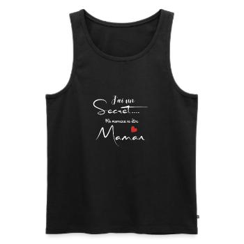 J’ai un secret ma marraine va être maman - Débardeur bio Premium Homme - noir - Devant - AI Model Male 178 light (178cm)