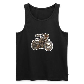 Motorad / Moped / Steampunk / Bike / Maschine - Männer Premium Bio Tank Top - Schwarz - Vorne - Michal (187cm)