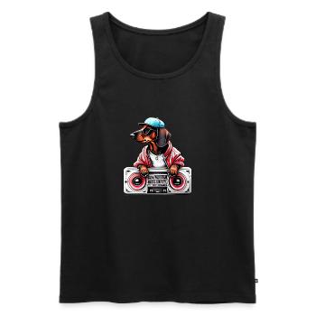 Dachshund Hund Musik Hundehalter Dackelwelpe Hunde - Männer Premium Bio Tank Top - Schwarz - Vorne - Michal (187cm)