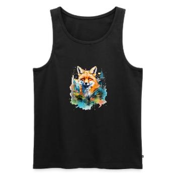 Red fox, watercolor fox - Men's Premium Organic Tank Top - black - Front - AI Model Male 178 light (178cm)