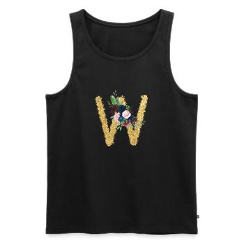 Lettre w gold floral - Débardeur bio Premium Homme - noir - Devant - Michal (187cm)