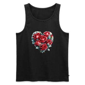 Amour Fiançailles Fête des mères Saint-Valentin Mariage - Débardeur bio Premium Homme - noir - Devant - AI Model Male 178 light (178cm)
