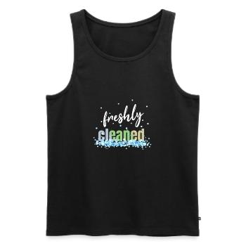 freshly cleaned - Männer Premium Bio Tank Top - Schwarz - Vorne - Michal (187cm)