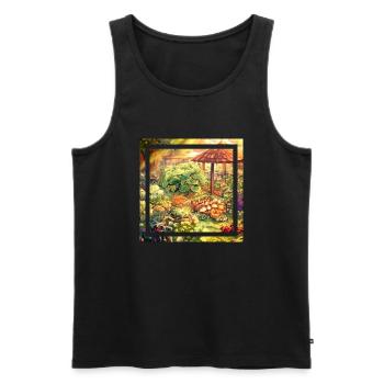 Garten im Anime-Stil mit pflanzlicher Kraft - Männer Premium Bio Tank Top - Schwarz - Vorne - AI Model Male 178 light (178cm)